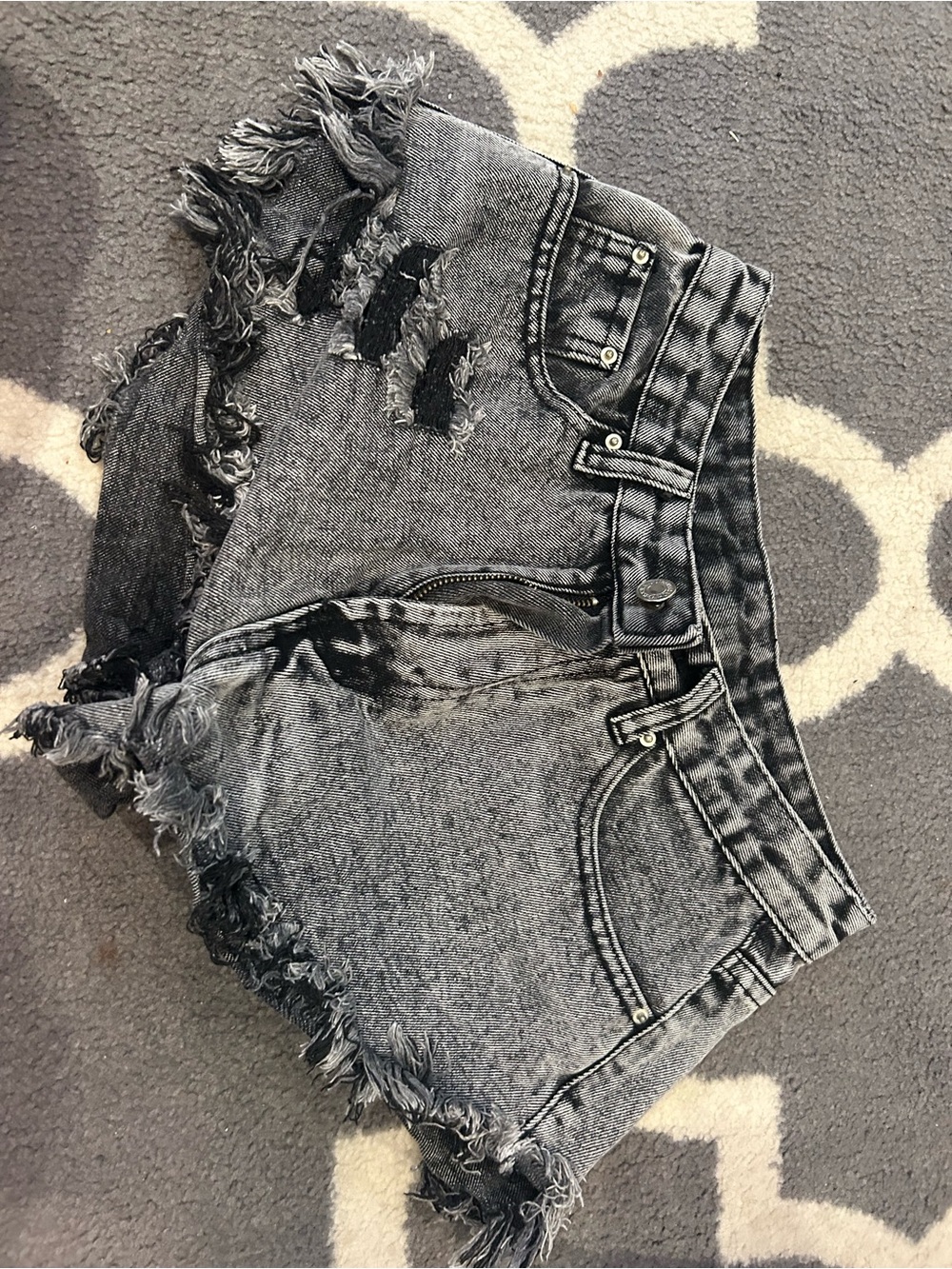 High-Rise Distressed Black Denim Women’s Shorts